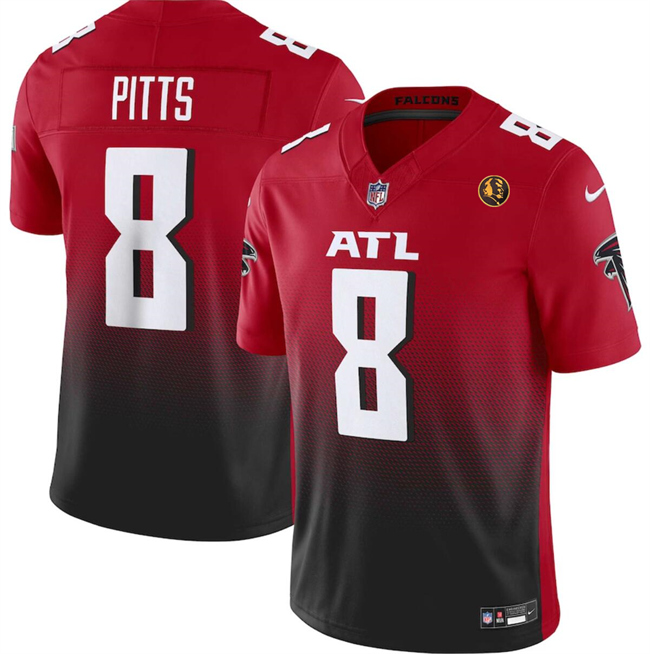Atlanta Falcons #8 Kyle Pitts Red Black 2023 F.U.S.E. With John Madden Patch Vapor Limited Stitched Jersey