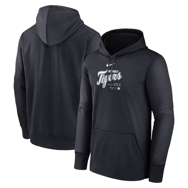 Detroit Tigers Black Collection Practice Performance Pullover Hoodie