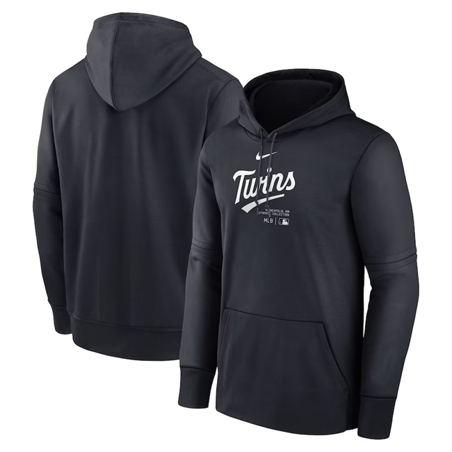 Minnesota Twins Black Collection Practice Performance Pullover Hoodie