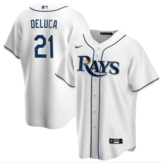 Tampa Bay Rays #21 Jonny DeLuca White Cool Base Stitched Jersey
