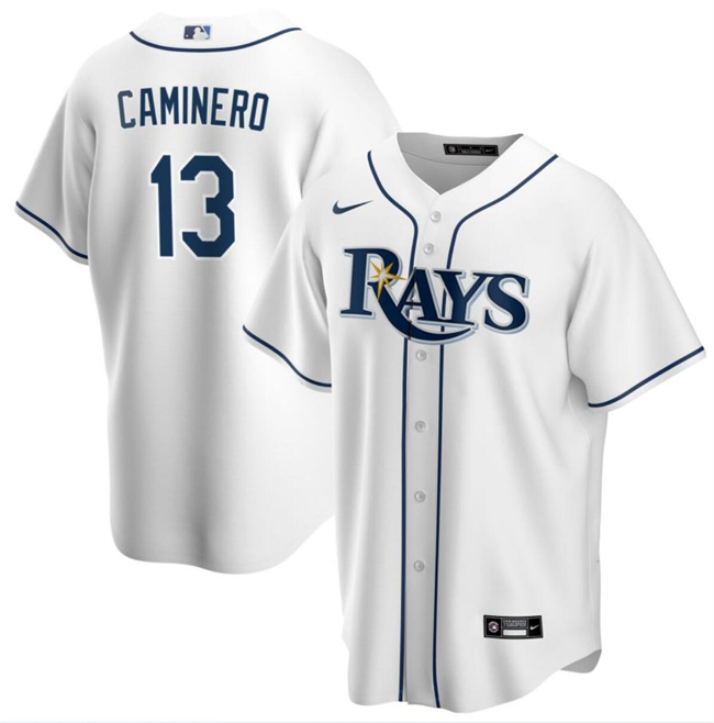 Tampa Bay Rays #13 Junior Caminero White Cool Base Stitched Jersey