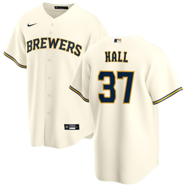 Milwaukee Brewers #37 D.L. Hall Cream Cool Base Stitched Jersey