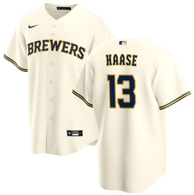 Milwaukee Brewers #13 Eric Haase Cream Cool Base Stitched Jersey