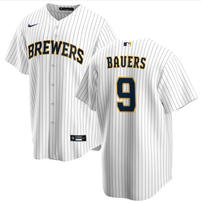 Milwaukee Brewers #9 Jake Bauers White Cool Base Stitched Jersey