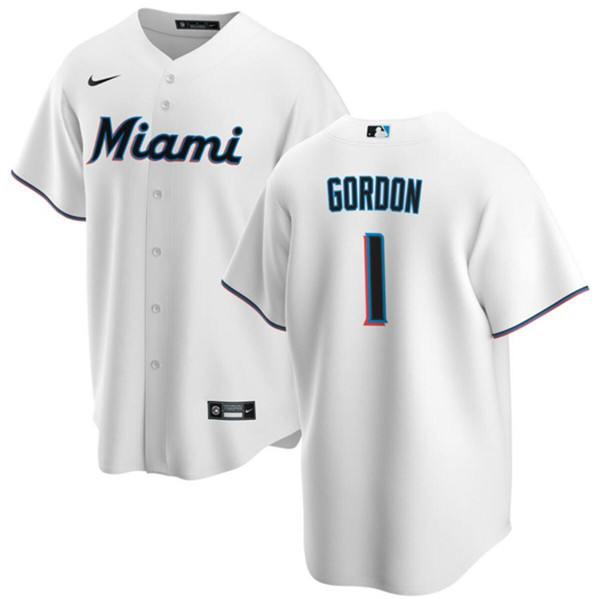 Miami Marlins #1 Nick Gordon White Cool Base Stitched Jersey