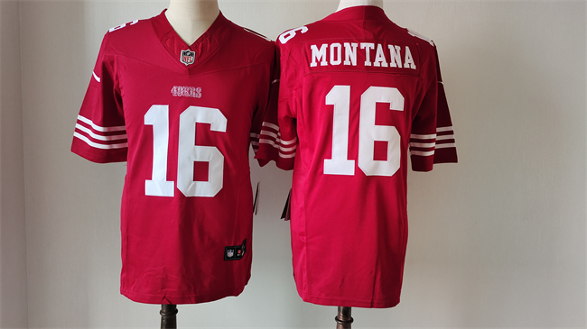 San Francisco 49ers #16 Joe Montana Red 2023 F.U.S.E. Vapor Untouchable Limited Stitched Jersey