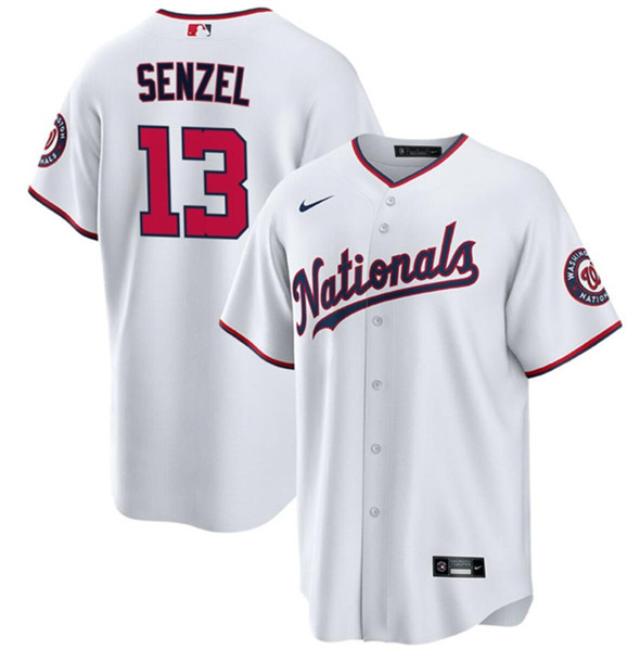 Washington Nationals #13 Nick Senzel White Cool Base Stitched Jersey