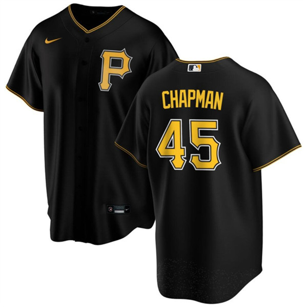 Pittsburgh Pirates #45 Aroldis Chapman Black Cool Base Stitched Jersey