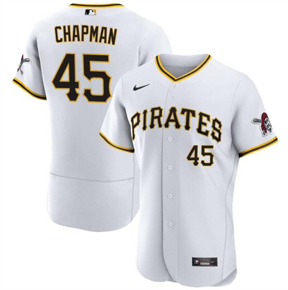 Pittsburgh Pirates #45 Aroldis Chapman White Flex Base Stitched Jersey