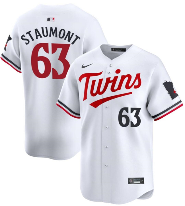 Minnesota Twins #63 Josh Staumont White 2024 Home Limited Cool Base Stitched Jersey