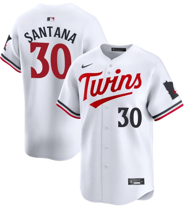 Minnesota Twins #30 Carlos Santana White 2024 Home Limited Cool Base Stitched Jersey