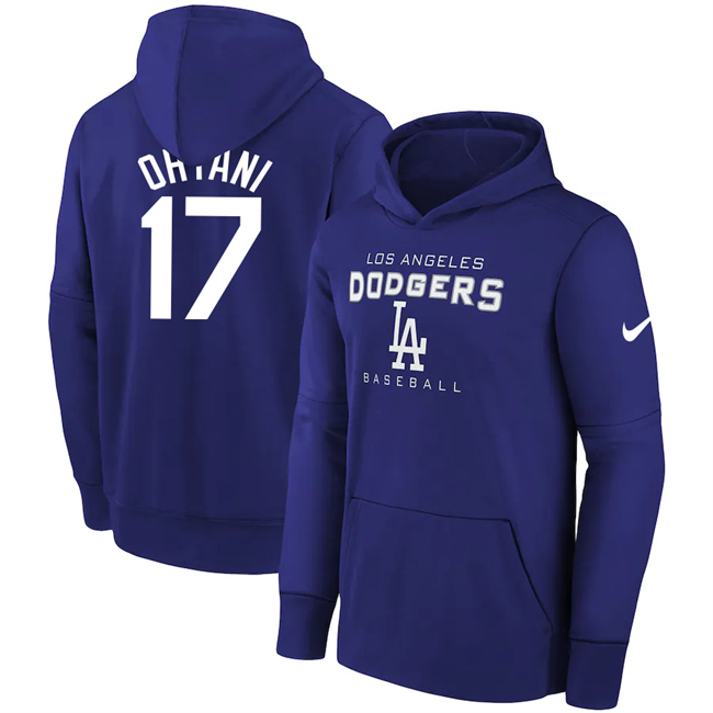 Los Angeles Dodgers #17 Shohei Ohtani Royal Name Number Pullover Hoodie