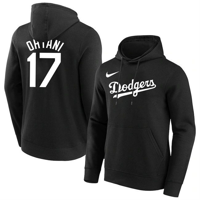 Los Angeles Dodgers #17 Shohei Ohtani Black Name Number Pullover Hoodie