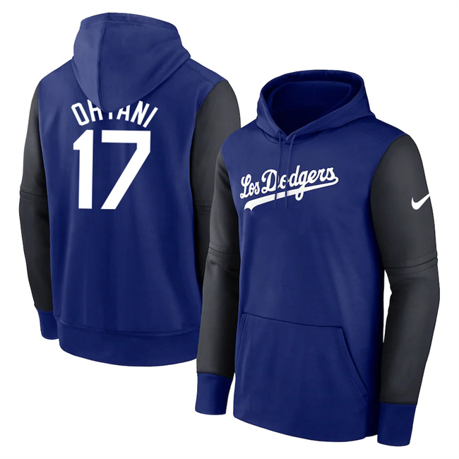 Los Angeles Dodgers #17 Shohei Ohtani Royal Black Name Number Pullover Hoodie