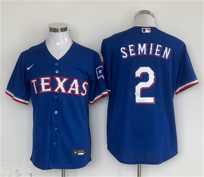 Texas Rangers #2 Marcus Semien Royal With Patch Cool Base Stitched Jersey