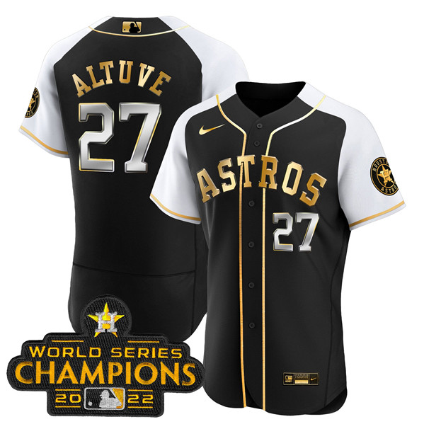 Houston Astros #27 Jose Altuve 2022 Black Gold Alternate Flex Base Stitched Jersey
