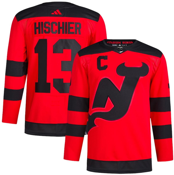 New Jersey Devils #13 Nico Hischier Red 2023-2024 Stadium Series Stitched Jersey