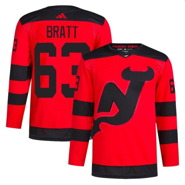 New Jersey Devils #63 Jesper Bratt Red 2023-2024 Stadium Series Stitched Jersey