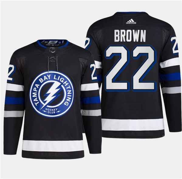 Tampa Bay Lightning #22 Logan Brown Black Alternate Premier Breakaway Stitched Jersey