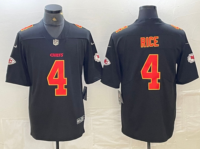 Kansas City Chiefs #4 Rashee Rice Black Vapor Untouchable Limited Stitched Jersey