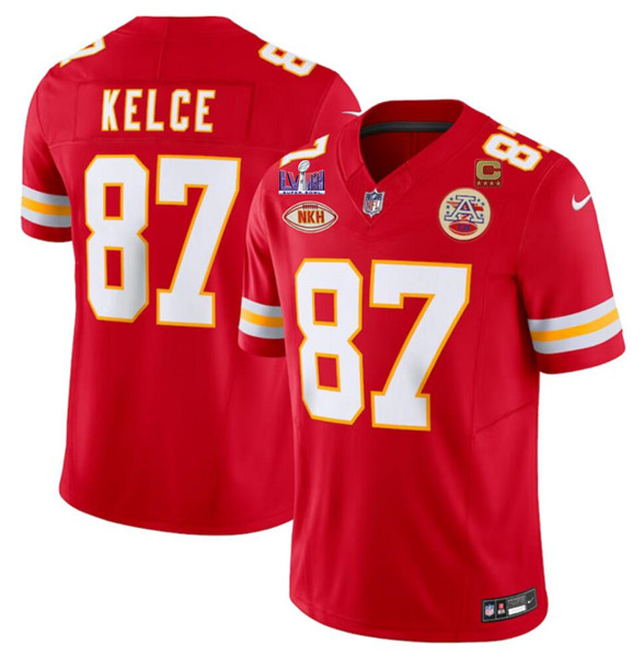 Kansas City Chiefs #87 Travis Kelce Red 2024 F.U.S.E. Super Bowl LVIII Patch With 