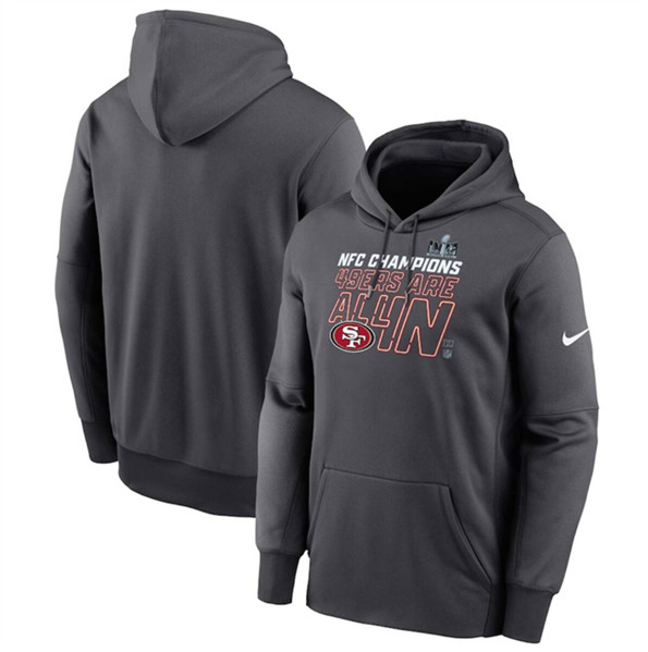 San Francisco 49ers Anthracite 2023 NFC Champions Locker Room Trophy Collection Pullover Hoodie