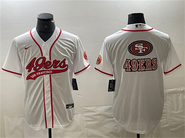 San Francisco 49ers White Team Big Logo With Patch Cool Base Stitched Jersey