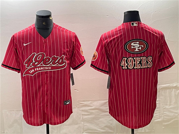 San Francisco 49ers Red Team Big Logo With Patch Cool Base Stitched Jersey