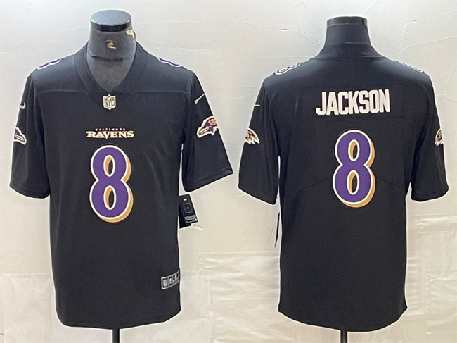 Baltimore Ravens #8 Lamar Jackson Black Vapor Limited Stitched Jersey