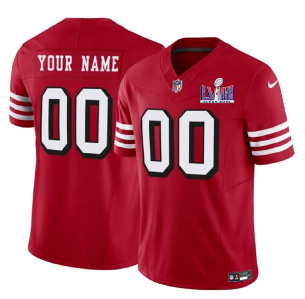 San Francisco 49ers Custom New Red 2024 F.U.S.E. Super Bowl LVIII Patch Vapor Untouchable Limited Stitched Jersey