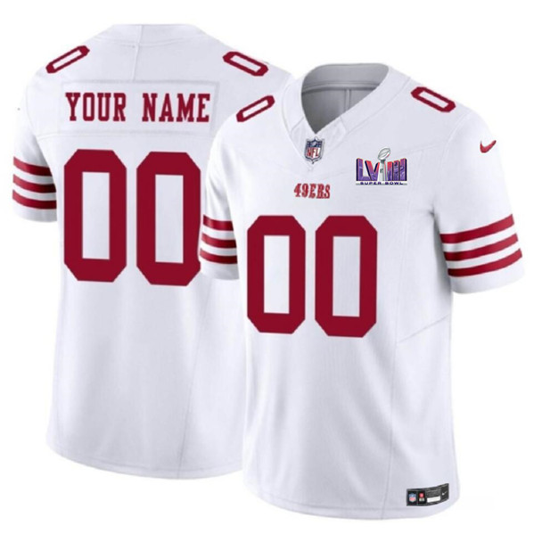 San Francisco 49ers Custom White 2024 F.U.S.E. Super Bowl LVIII Patch Vapor Untouchable Limited Stitched Jersey