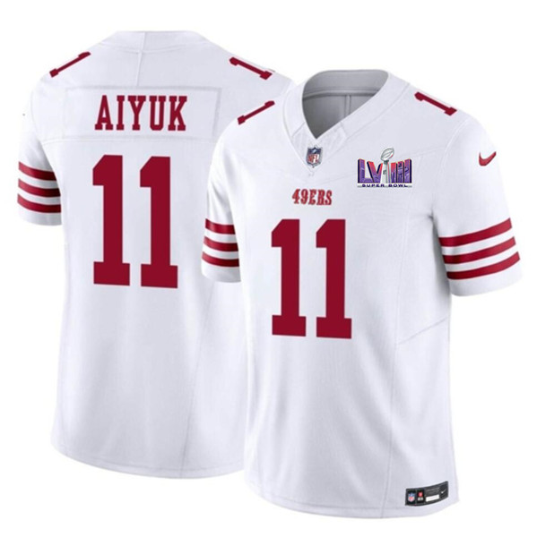 San Francisco 49ers #11 Brandon Aiyuk White 2024 F.U.S.E. Super Bowl LVIII Patch Vapor Untouchable Limited Stitched Jersey