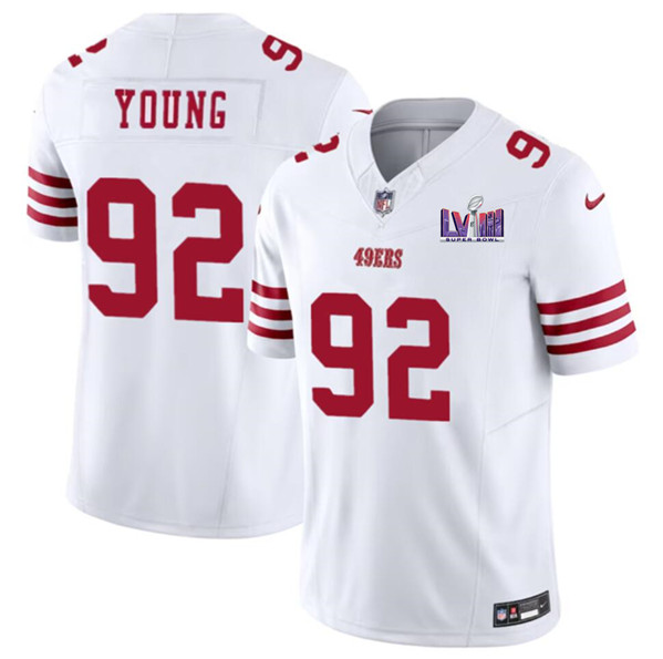 San Francisco 49ers #92 Chase Young White 2024 F.U.S.E. Super Bowl LVIII Patch Vapor Untouchable Limited Stitched Jersey