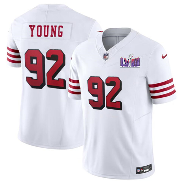 San Francisco 49ers #92 Chase Young New White 2024 F.U.S.E. Super Bowl LVIII Patch Vapor Untouchable Limited Stitched Jersey