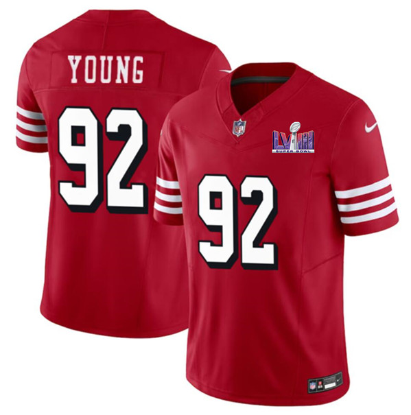 San Francisco 49ers #92 Chase Young New Red 2024 F.U.S.E. Super Bowl LVIII Patch Vapor Untouchable Limited Stitched Jersey