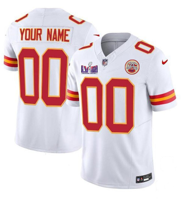 Kansas City Chiefs Custom White 2024 F.U.S.E. Super Bowl LVIII Patch Vapor Untouchable Limited Stitched Jersey