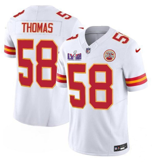 Kansas City Chiefs #58 Derrick Thomas White 2024 F.U.S.E. Super Bowl LVIII Patch Vapor Untouchable Limited Stitched Jersey