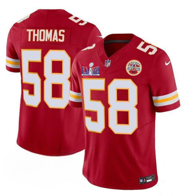 Kansas City Chiefs #58 Derrick Thomas Red 2024 F.U.S.E. Super Bowl LVIII Patch Vapor Untouchable Limited Stitched Jersey