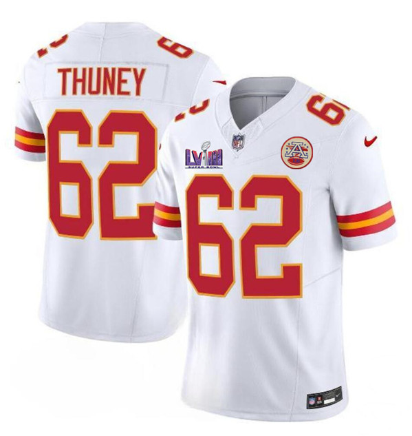 Kansas City Chiefs #62 Joe Thuney White 2024 F.U.S.E. Super Bowl LVIII Patch Vapor Untouchable Limited Stitched Jersey