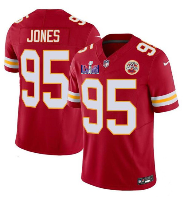 Kansas City Chiefs #95 Chris Jones Red 2024 F.U.S.E. Super Bowl LVIII Patch Vapor Untouchable Limited Stitched Jersey