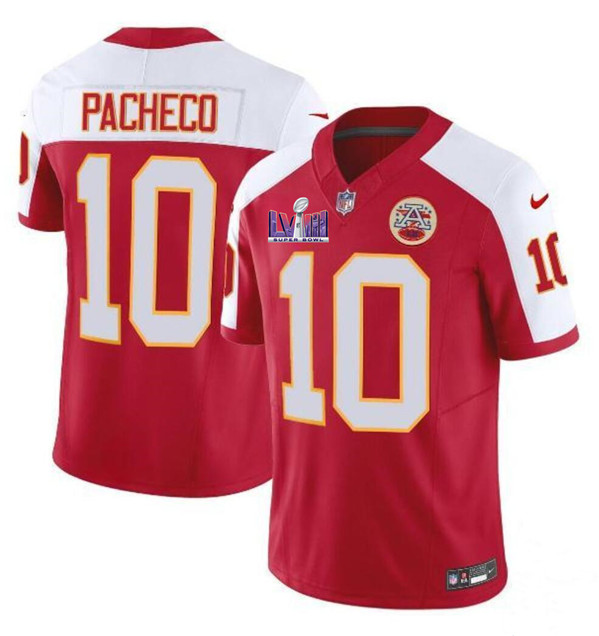 Kansas City Chiefs #10 Isiah Pacheco Red White 2024 F.U.S.E. Super Bowl LVIII Patch Vapor Untouchable Limited Stitched Jersey