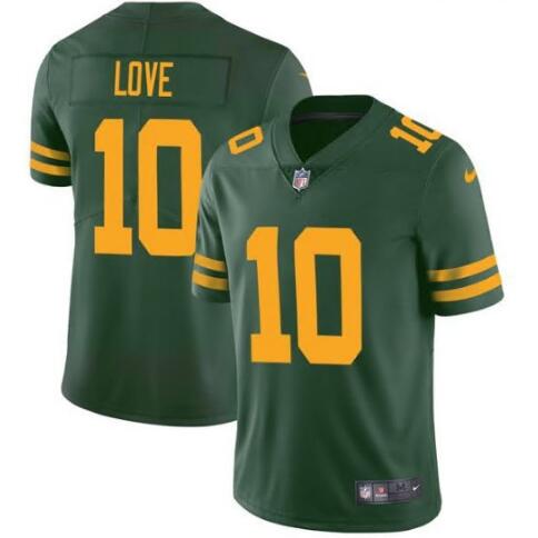 Green Bay Packers #10 Jordan Love Green Color Rush Vapor Limited Stitched Jersey