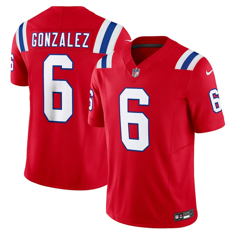 New England Patriots #6 Christian Gonzalez Red 2023 F.U.S.E. Vapor Limited Stitched Jersey
