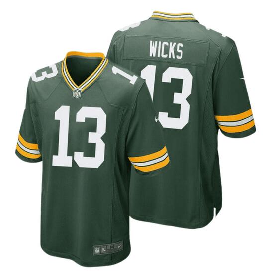 Green Bay Packers #13 Dontayvion Wicks Green Stitched Game Jersey