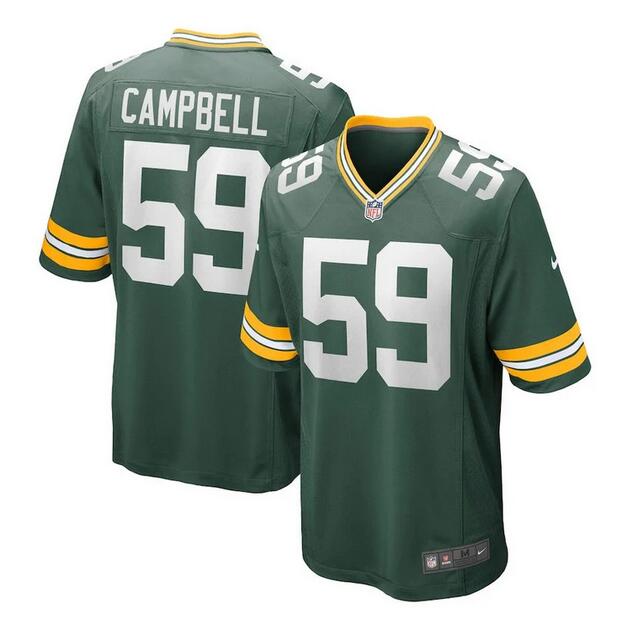 Green Bay Packers #59 De'Vondre Campbell Green Stitched Game Jersey