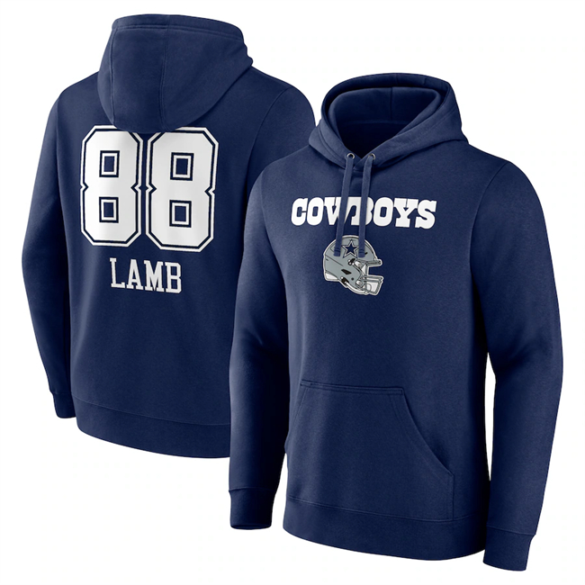 Dallas Cowboys #88 CeeDee Lamb Navy Team Wordmark Player Name Number Pullover Hoodie
