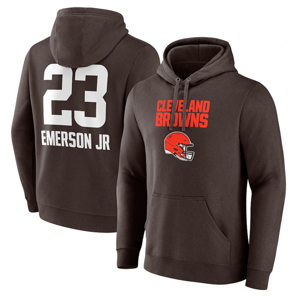 Cleveland Browns #23 Martin Emerson Jr. Brown Team Wordmark Player Name Number Pullover Hoodie