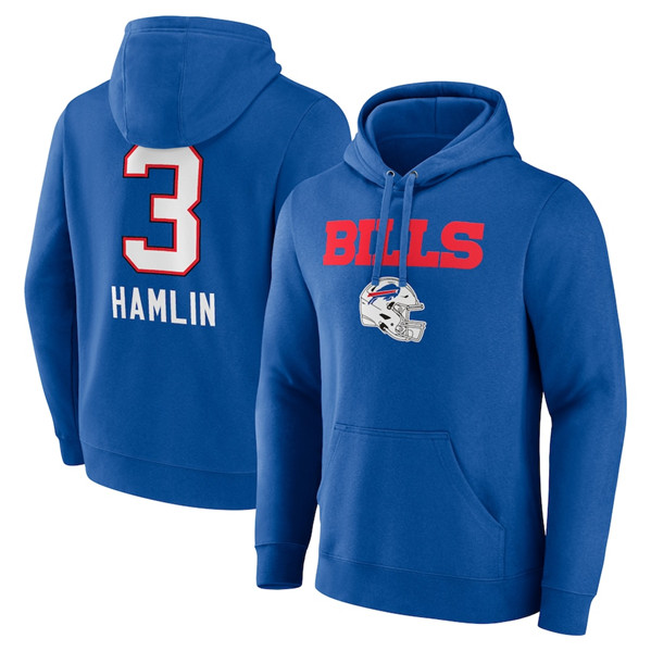 Buffalo Bills #3 Damar Hamlin Blue Team Wordmark Player Name Number Pullover Hoodie