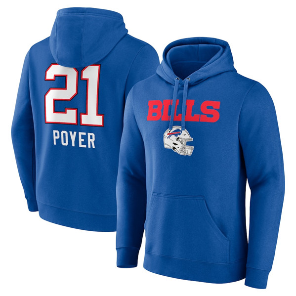 Buffalo Bills #21 Jordan Poyer Blue Team Wordmark Player Name Number Pullover Hoodie