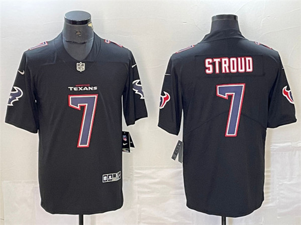 Houston Texans #7 C.J. Stroud Black Fashion With Patch Vapor Untouchable Limited Stitched Jersey